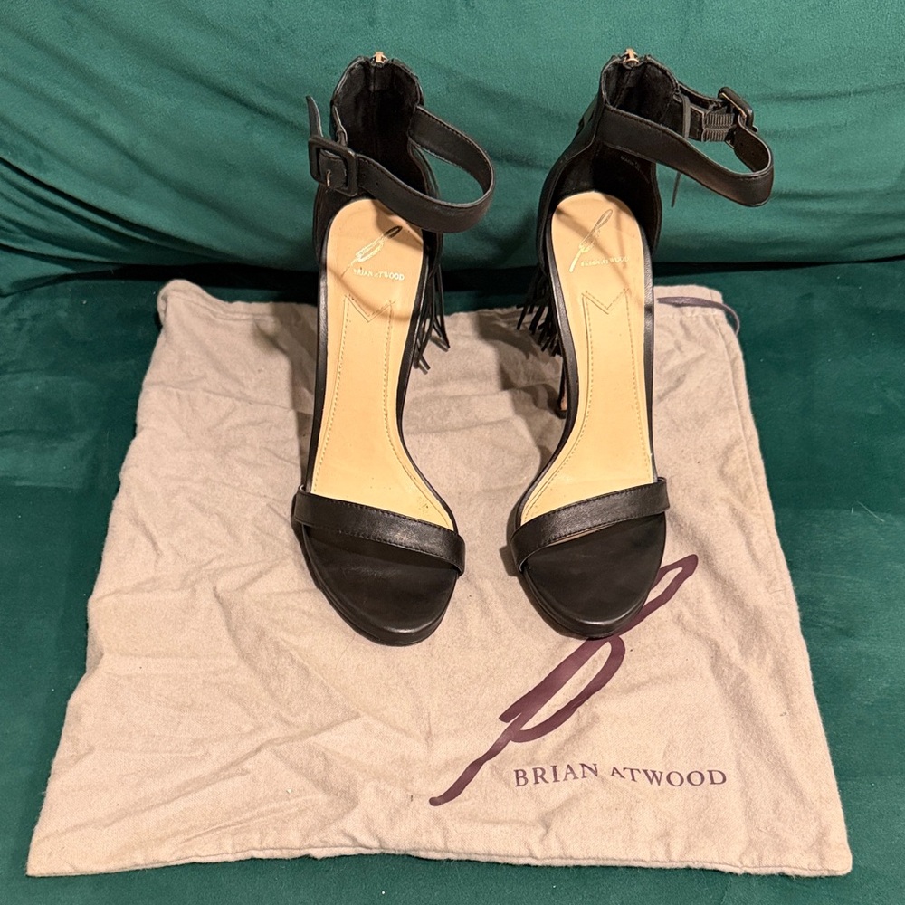 Brian Atwood Black Strappy Heels